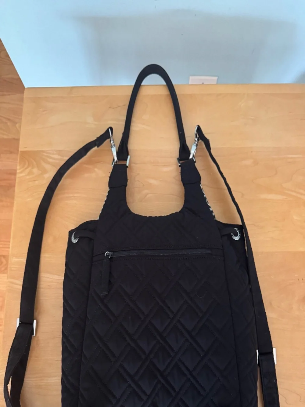 Vera Bradley Black Quilted Drawstring Backpack